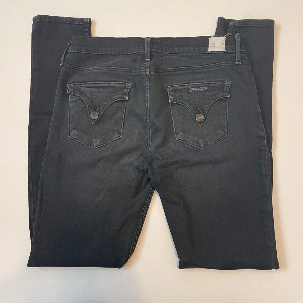 Hudson Distressed MidRise Skinny Black Denim Jeans